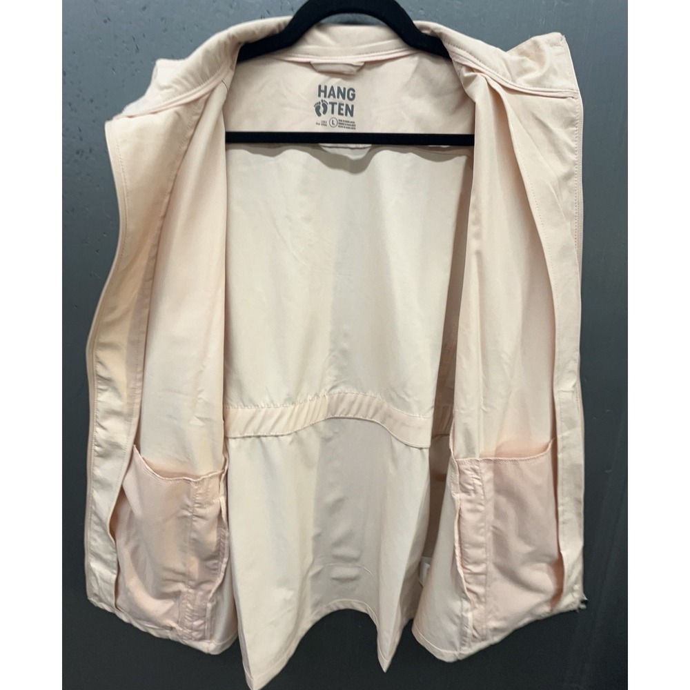Windbreaker Jacket Women L Petal Pink Full Zip Pockets Athleisure Coastal Hike - Picture 6 of 12